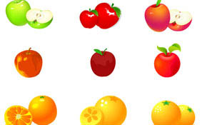 Apple and Orange Vector Graphic Set